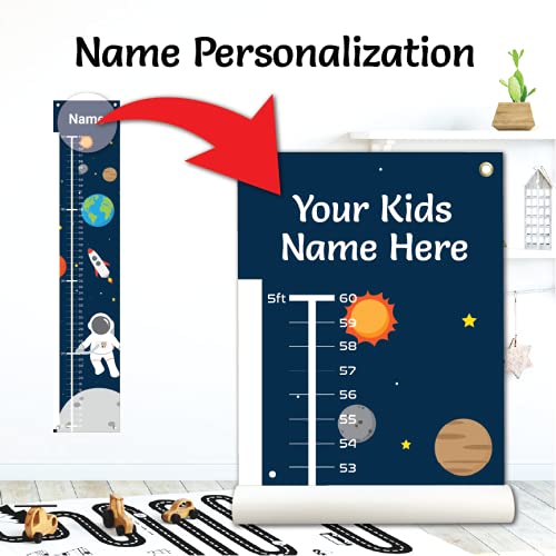Personalized Kids Canvas Growth Chart, Kids Height Chart, Growth Chart Banner, Astronaut, Space
