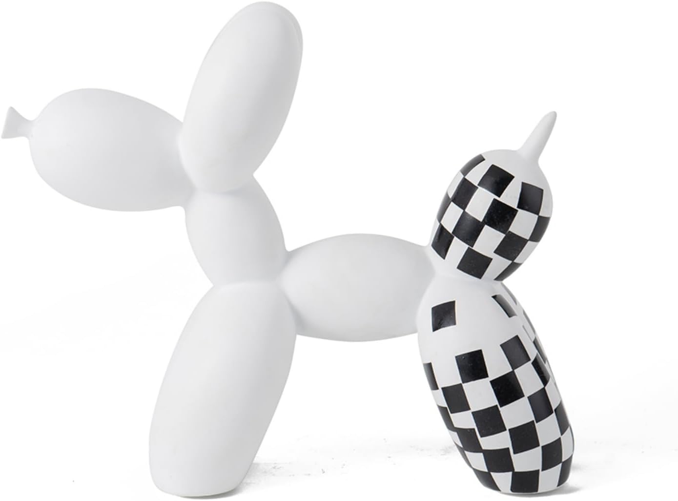 Vilead Resin Balloon Dog Statue with Checkered Pattern,Modern Home Decoration Trendy Animal Art Ornaments,Collection Figurine Bedroom Living Room Office Desktop Sculpture