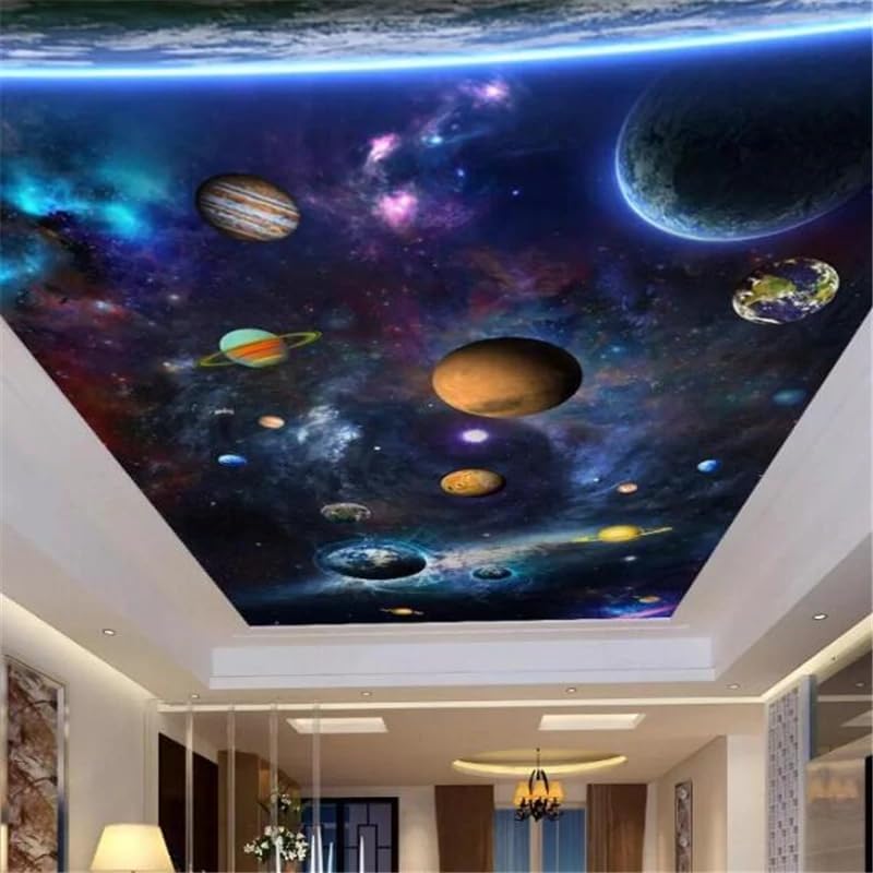 Custom Wallpaper Universe Self-Adhesive Wallpaper Space Planet 3D Mural Living Room Bedroom Ceiling Mural Galaxy Wallpaper