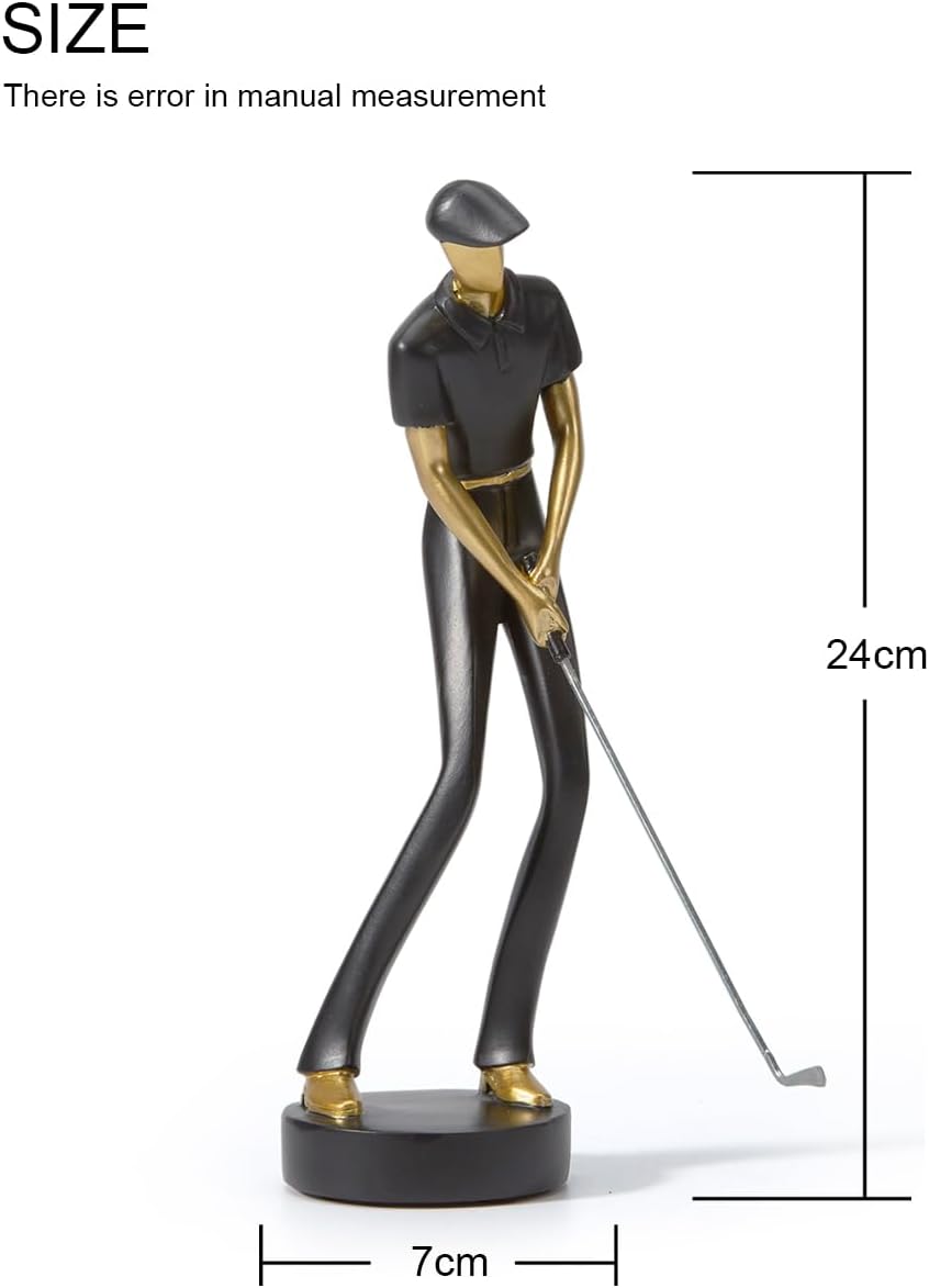 HAUCOZE Golf Figurine Statue Golfer Decoration Arts Home Decor Sculpture Polyresin Black 9.6 inch