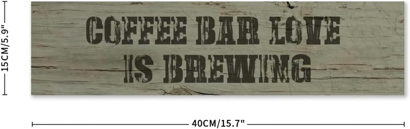 Generic Funny Wood Sign Coffee Bar Love is Brewing Rustic Wooden Hanging Sign Home Farmhouse Kitchen Wall Decoration 16 x 6 Inch