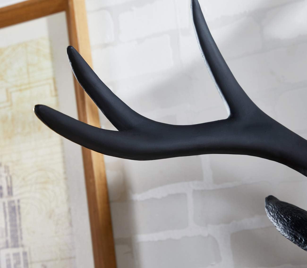 Notakia 20 Inch Large Wall Charmers Faux Deer Head Taxidermy - Handmade Farmhouse Rustic Wall Decor With Antlers (Black)