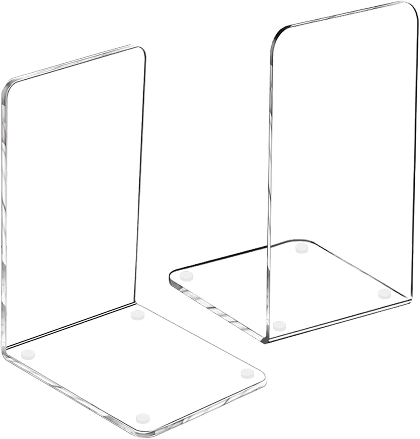 Lulonpon 2 Pieces Book Ends, Bookend, Books Ends for Shelves, Books Ends for Heavy Books, Clear Bookends, Acrylic Bookends for School, Library,Desktop Organizer and Book Shelves