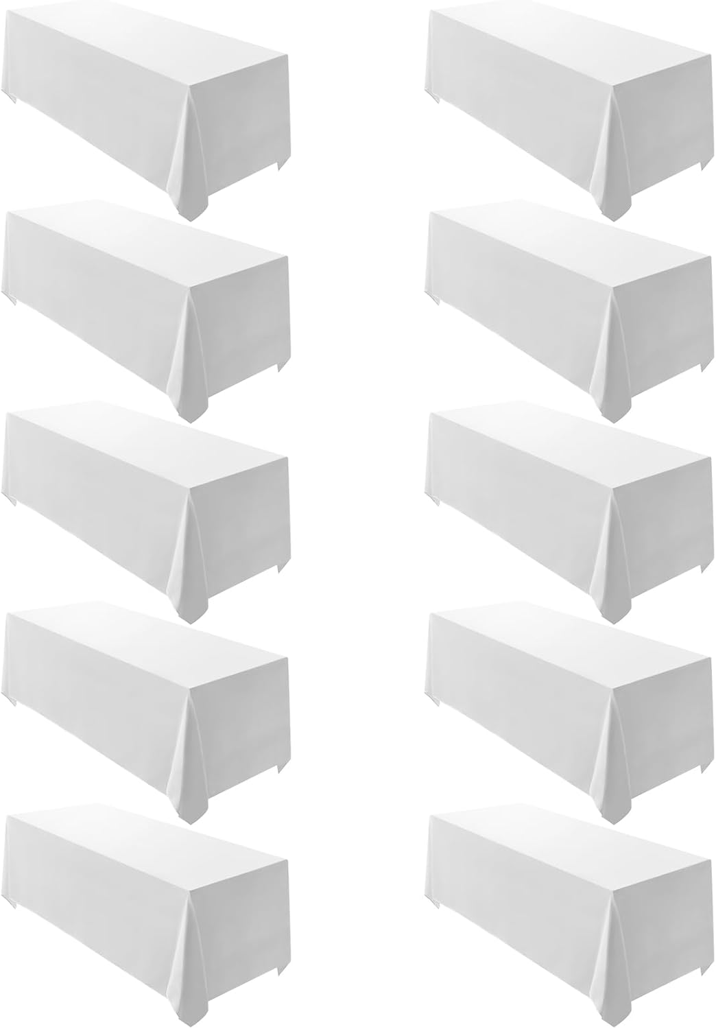 Surmente 10 Pack White Rectangle Tablecloth 90 x 156-inch Rectangular Polyester Table Cloth for Weddings, Banquets, or Restaurants
