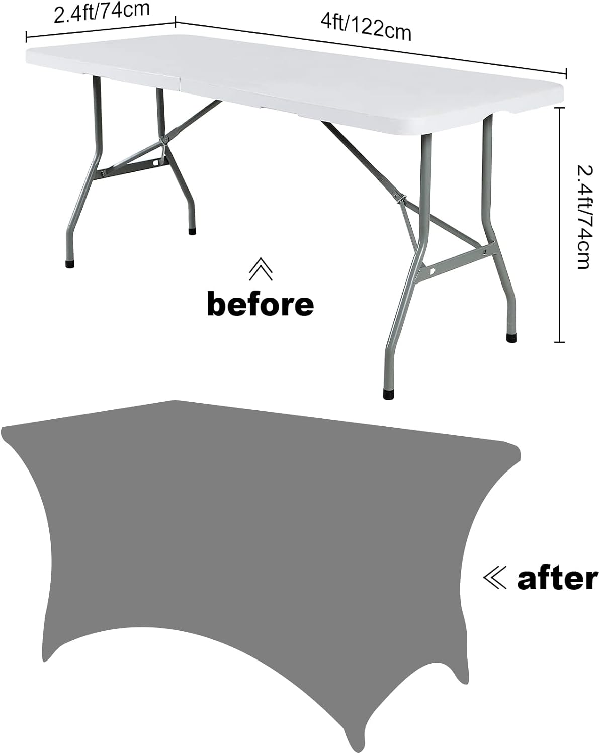 SuperO 2Pack Waterproof Spandex Table Cover for 4FT Table Universal Fitted Stretch Tablecloth for Party, Banquet, Wedding and Events-Blue Mist