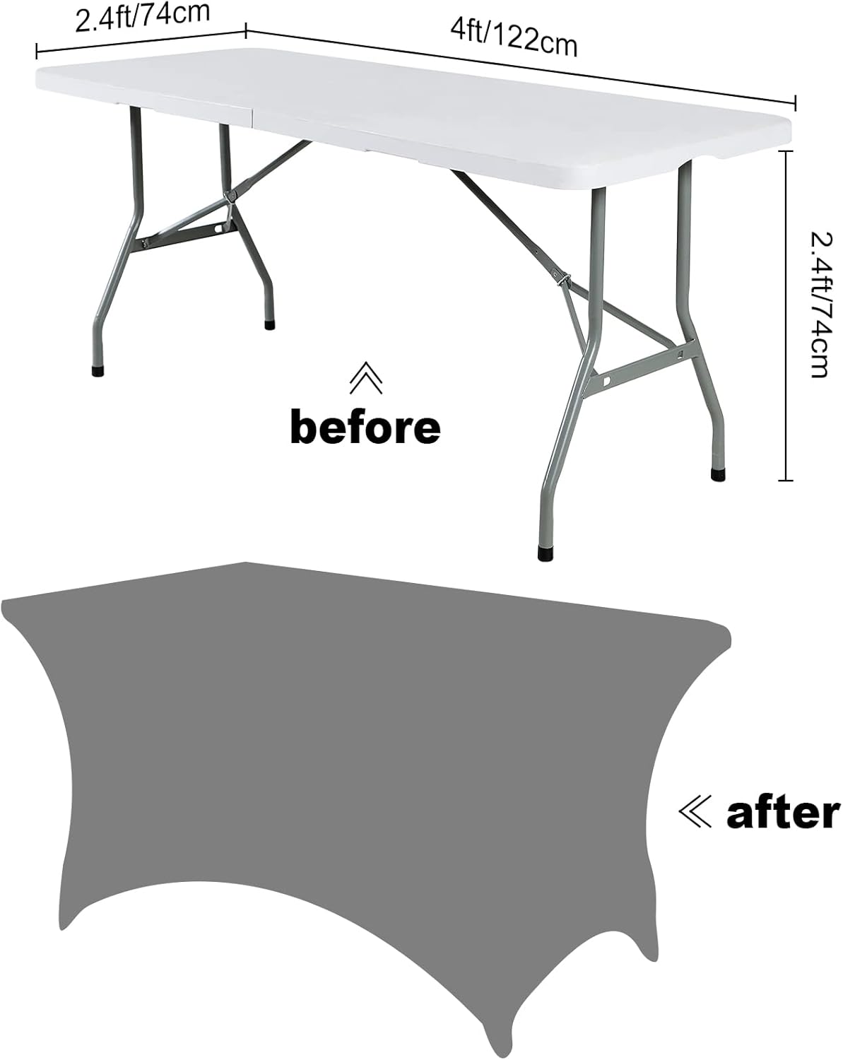 SuperO 2Pack Waterproof Spandex Table Cover for 4FT Table Universal Fitted Stretch Tablecloth for Party, Banquet, Wedding and Events-Champagne