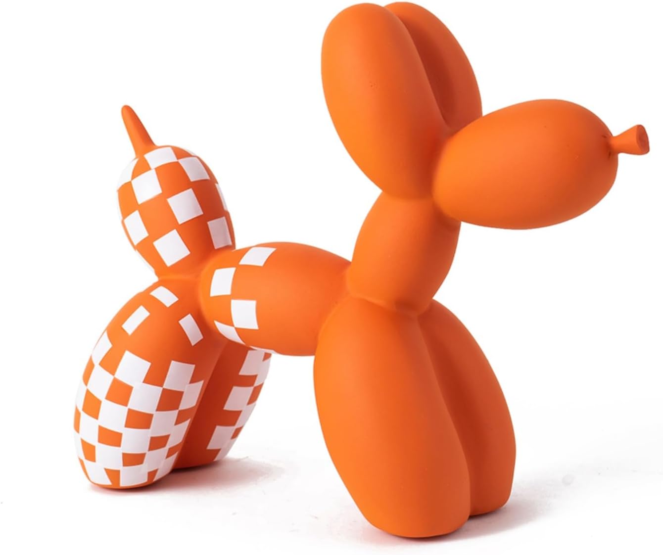 Vilead Resin Balloon Dog Statue with Checkered Pattern,Modern Home Decoration Trendy Animal Art Ornaments,Collection Figurine Bedroom Living Room Office Desktop Sculpture