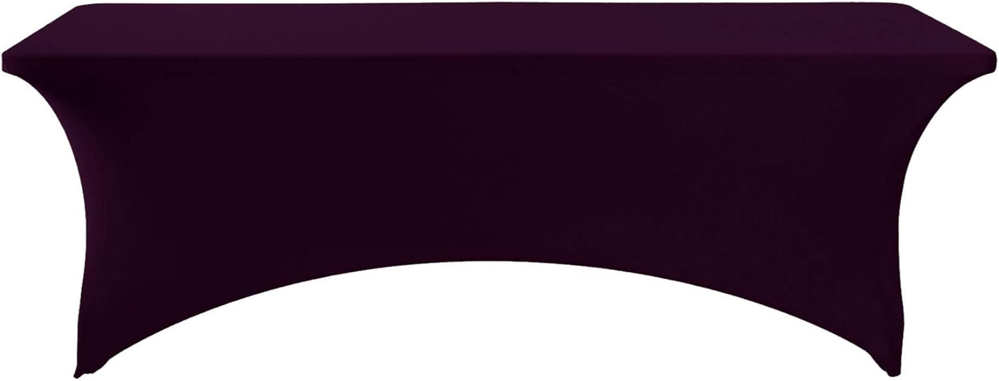 Spandex Table Cover for 8FT or 4ft or 6ft Table Universal Fitted Stretch Tablecloth for Party, Banquet, Wedding and Events-Eggplant