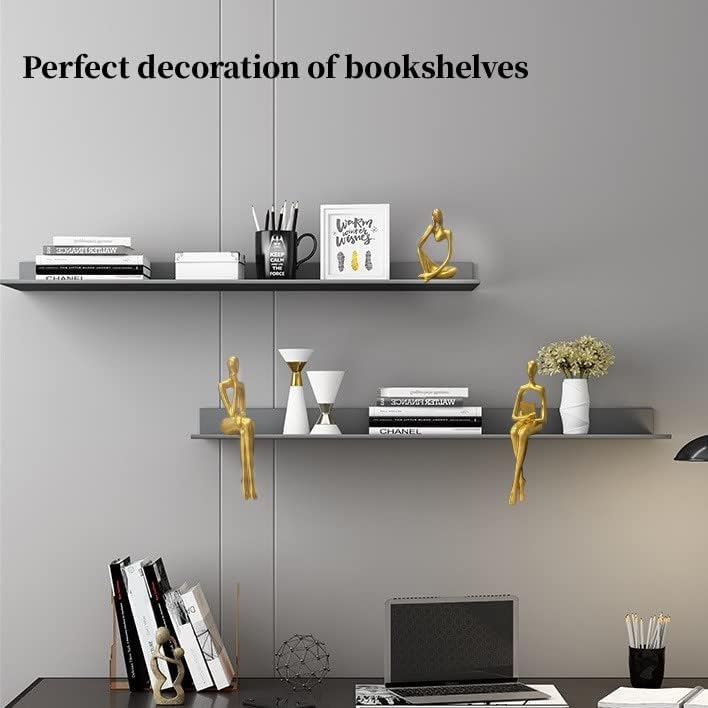 Gold Home Decor Thinker Statue Accents, Set of 3 Thinker Sculptures Office Decor Modern Abstract Resin Decoration on Shelf Table Desk for Living Room Office Bedroom (Small Gold)