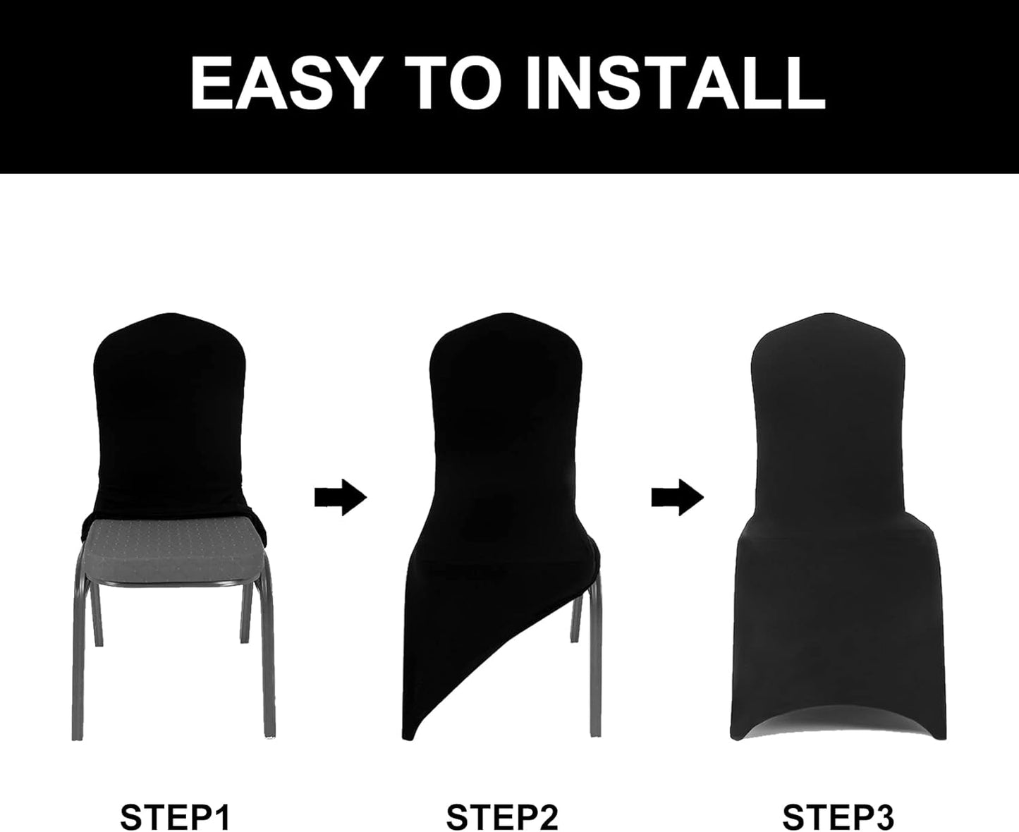 Spandex Chair Cover,12PCS,Chair Covers,Living Room Chair Covers,Removable Chair Cover Washable Protector Stretch Chair Cover for Party, Banquet,Wedding Event,Hotel(Black)