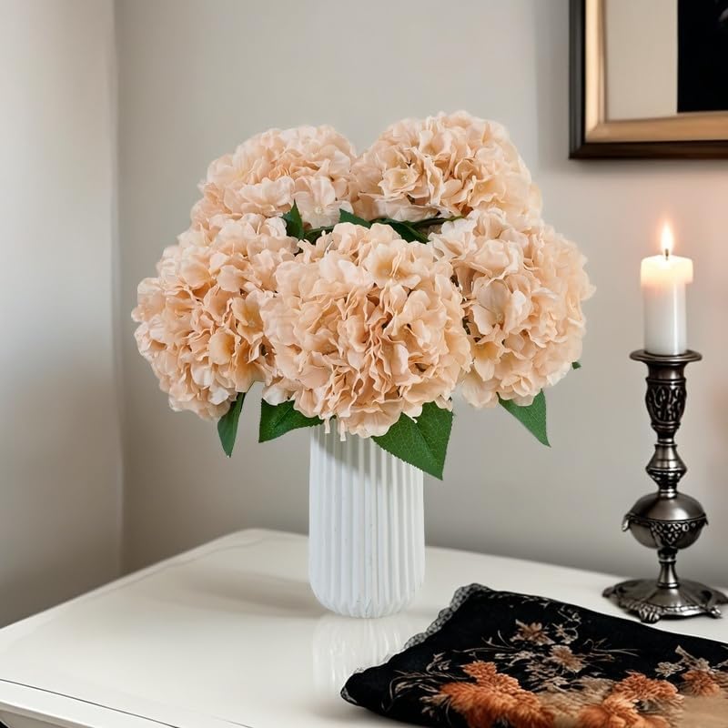8pcs Fake Flowers Silk Hydrangea Artificial Flowers Bouquets Faux Hydrangea Stems for Home Table Centerpieces Wedding Party Decoration