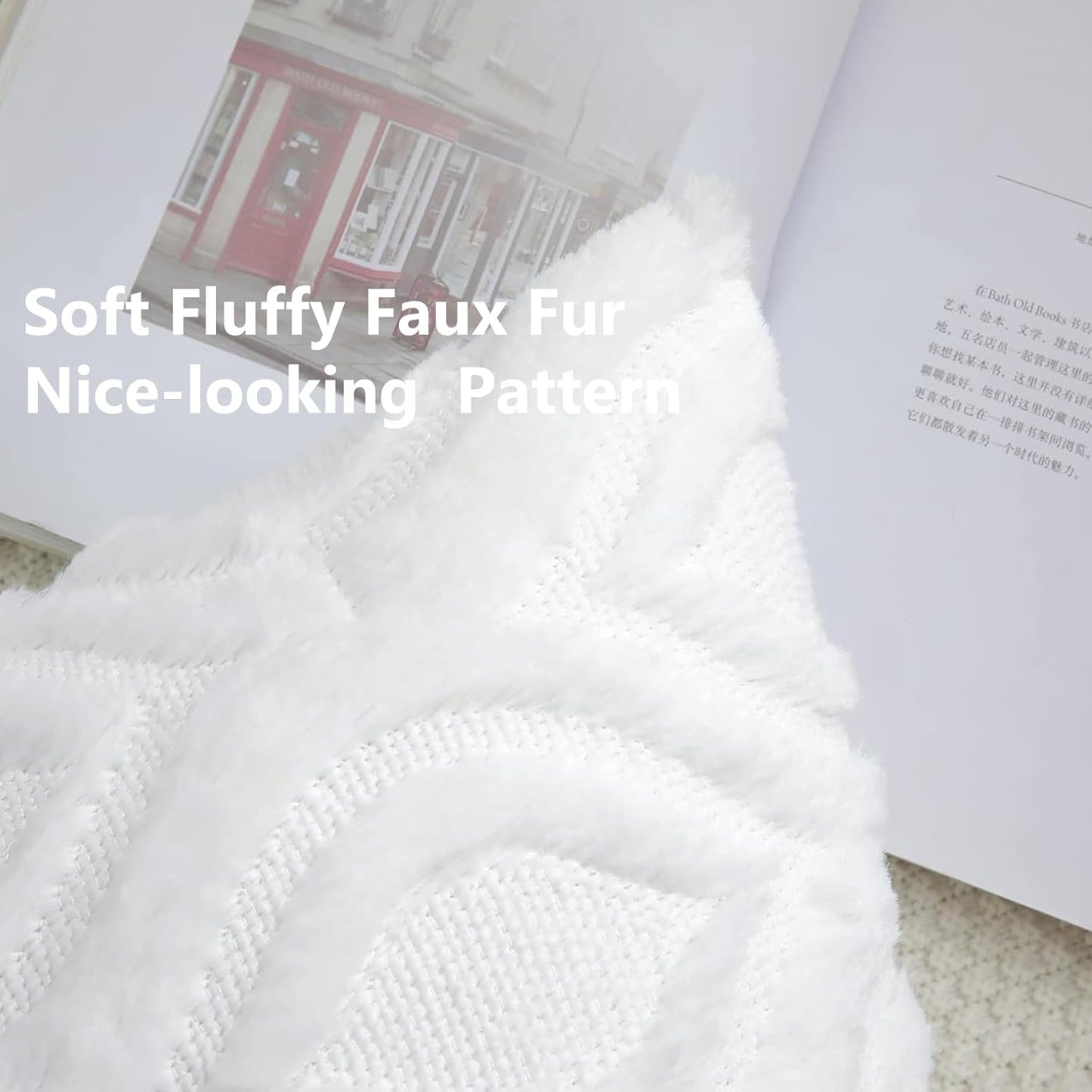 decorUhome Fall Throw Pillow Covers 20x20 Inch Set of 2, Soft Plush Decorative Faux Fur White Solid Couch Pillow Covers, Accent Farmhouse Neutral Square Euro Pillow Cases for Sofa Bed Living Room