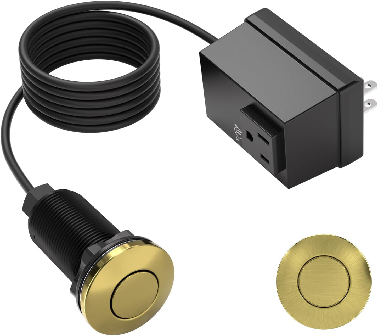 APIELE Garbage Disposal Air Switch Kit, Sink Top Push Button Switch for Food Waste Disposer, UL Listed 3.6" Long On/Off Air Button (Matte Rose Gold)