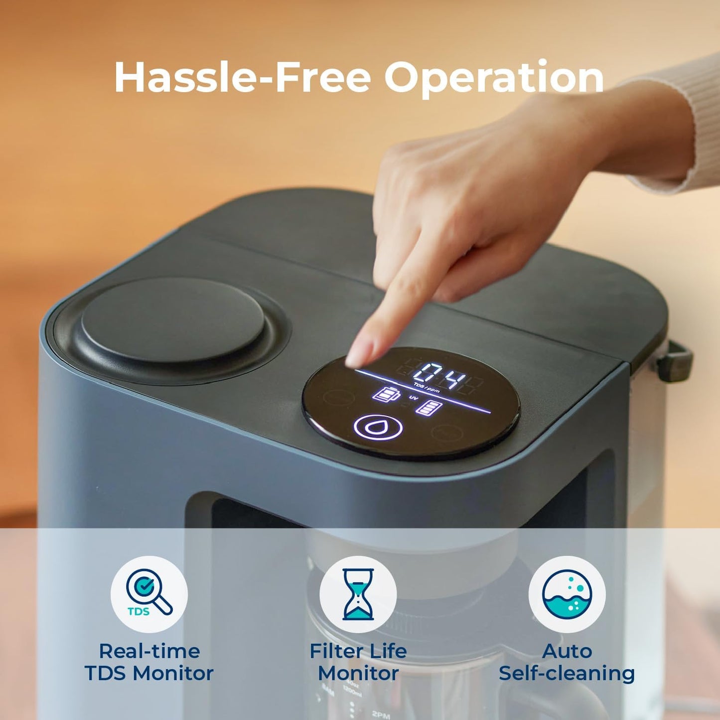 Bluevua RO100ROPOT-Lite(UV) Countertop Reverse Osmosis Water Filter System, 7-Stage Purification with UV and Remineralization, 3:1 Pure to Drain, Portable Water Purifier (Blue)