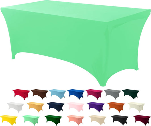 Utopia Kitchen 6FT Spandex Tablecloth [1 Pack, Bright Green] 200 GSM Stretch, Fitted, Washable and Wrinkle Resistant Table Cloth Rectangle Cover for Trade Shows, Wedding, Parties [72Lx30Wx30H Inch]