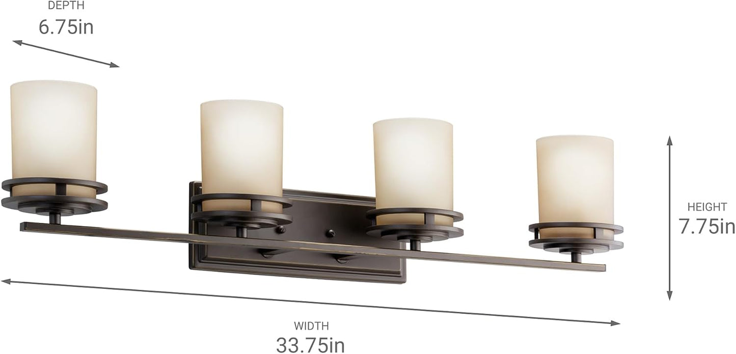 Kichler Hendrik 33.75" 4 Light Vanity with Light Umber Etched Glass Olde Bronze®