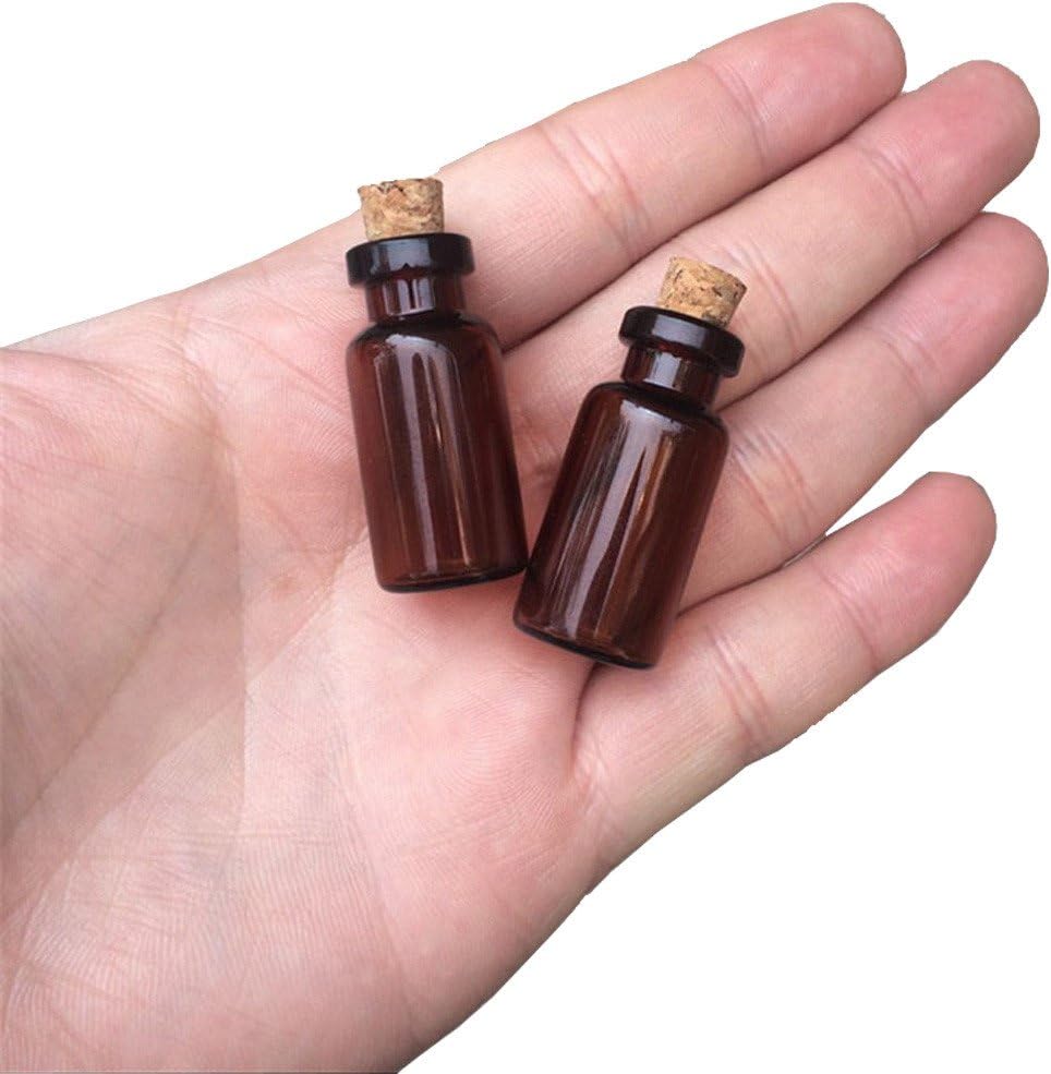 12units 2ml Glass Amber Vials with Cork Empty Small Brown Tiny Glass Jars Mini Glass Bottles Vials Jars (12, 2ML)
