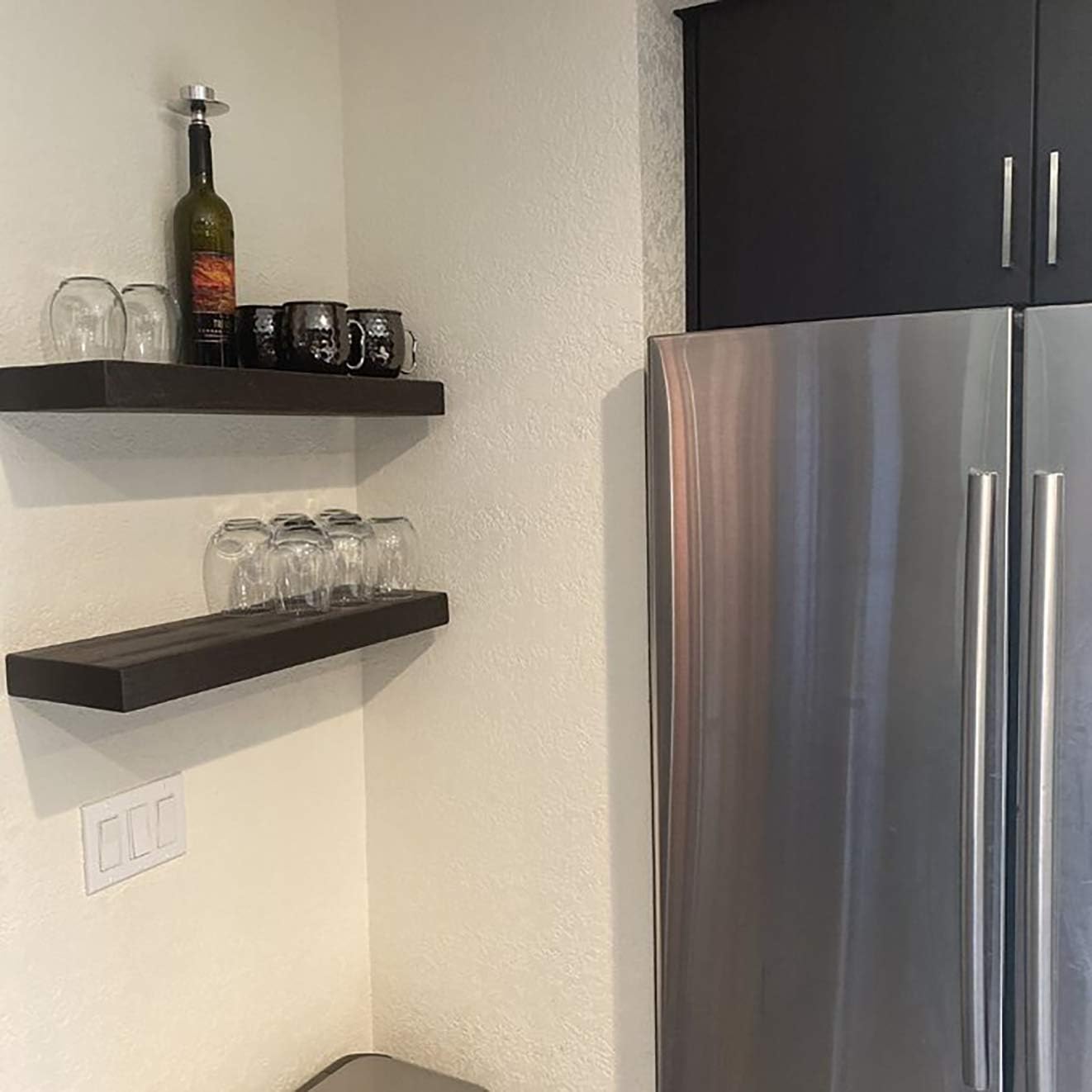 Joel's Antiques 42 Inch Wooden Floating Shelves for Wall - 42x8x2 in - Made of Natural Wood - Heavy Duty Rustic Wall Shelves Made in USA - Perfect for Living Room, Kitchen - Black