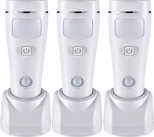 Enhon 4 in 1 LED Emergency Lights for Home Power Failure, 3 Pack Rechargeable Plug in Flashlight Motion Sensor Night Light, Automatic Turn On Power Outage Light for Home Hurricane Supplies(White)