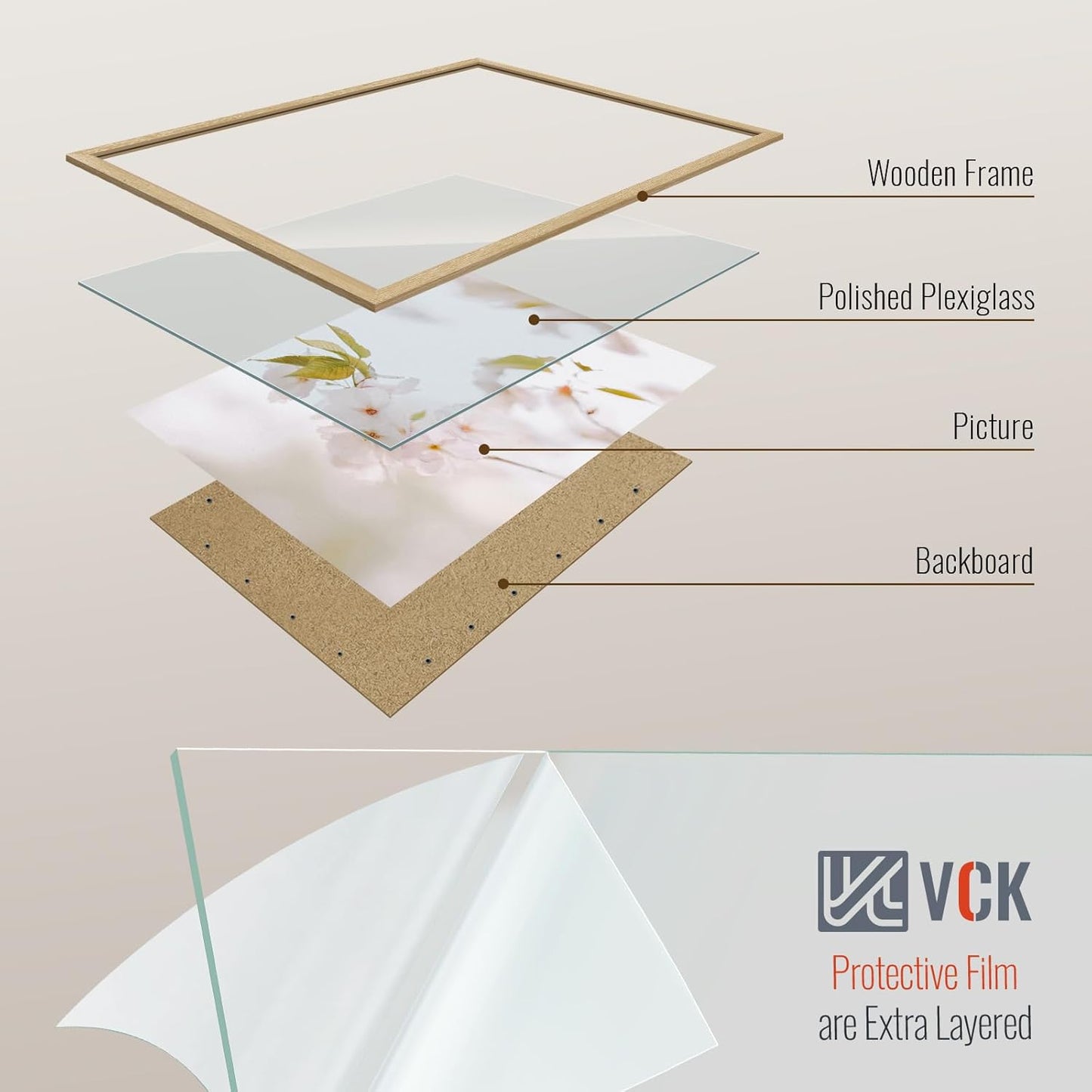 VCK 27x40 Oak Poster Frame 3 Pack, Natural Solid Wood Picture Frames, Wall Gallery Frame