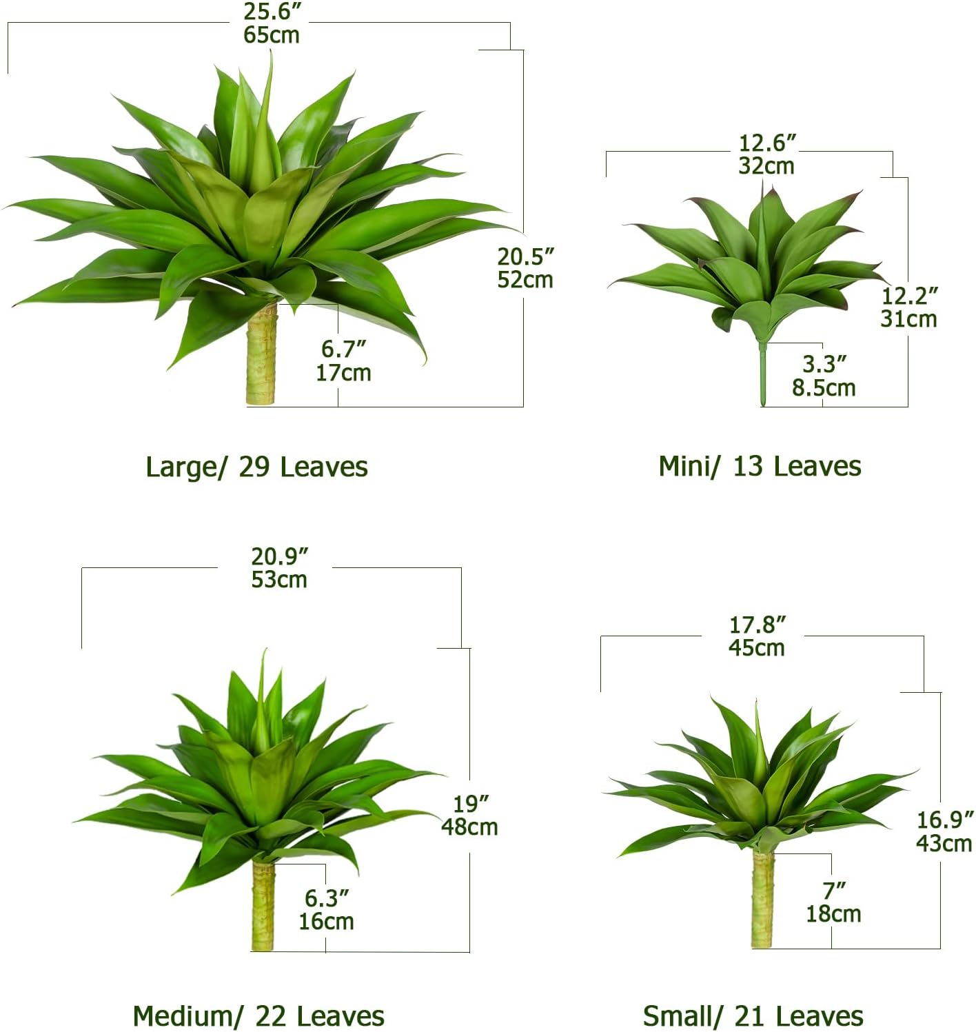 Artificial Agave Plants,Large UV Resistant Fake Agave Planters for Indoor and Outdoor Decorating Artificial Plants for Outdoors Fake Plants(1Pack, 28")