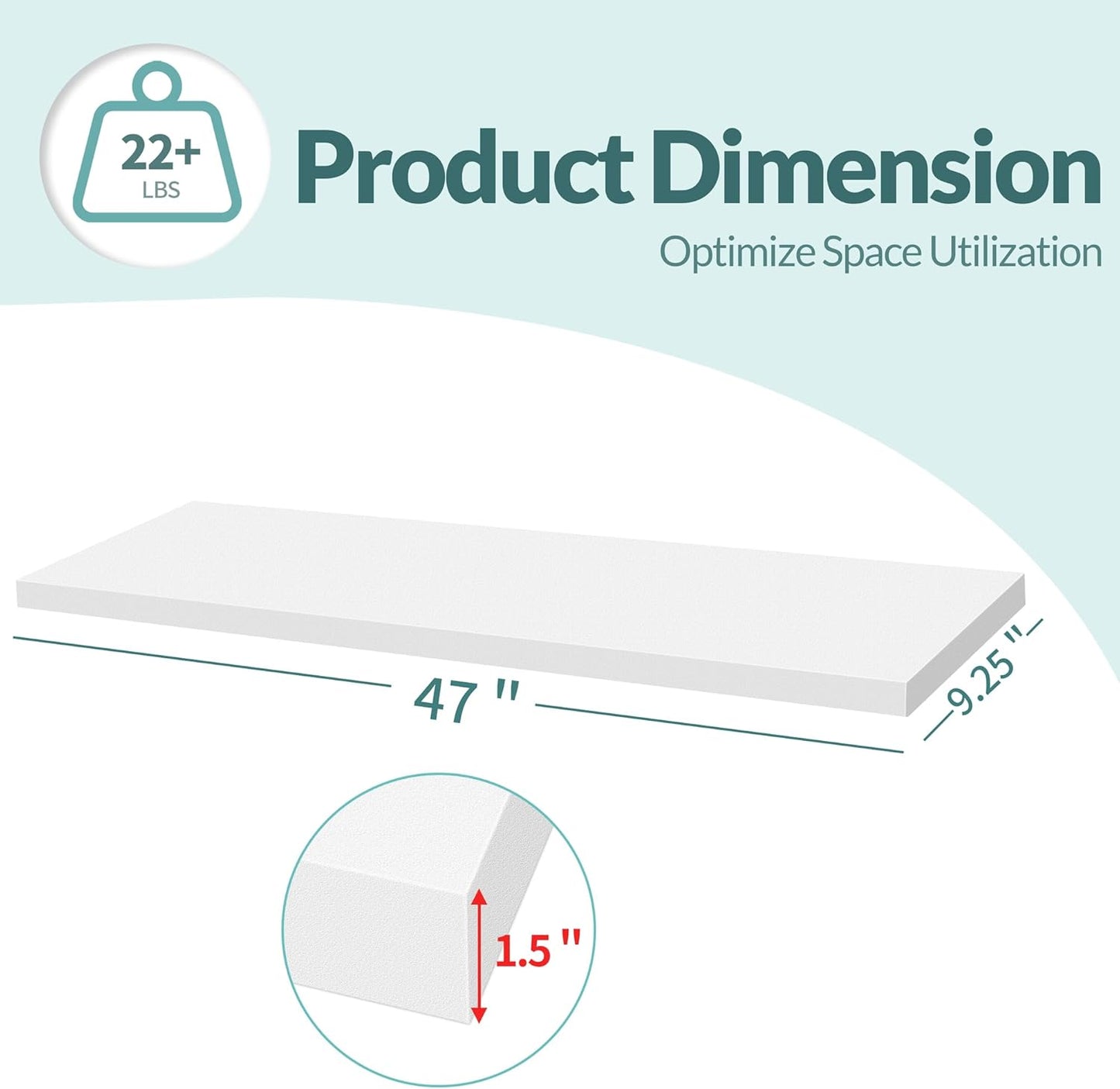 LaVie Home Floating Shelves, 47 Inch Wall Shelf Set of 2, Hanging Shelf with Invisible Brackets, Wall Decor for Bathroom, Bedroom, Living Room, Kitchen Storage, Modern White