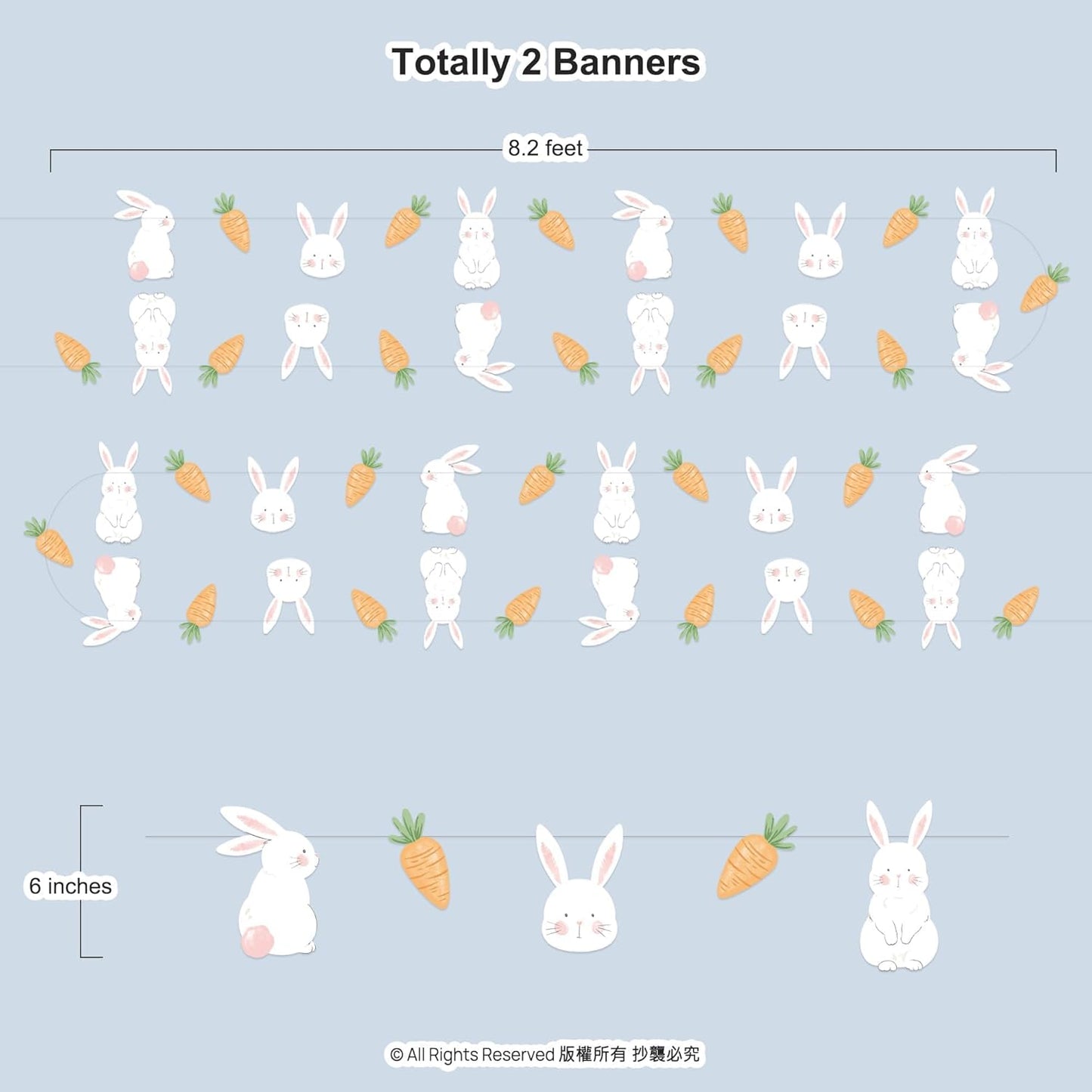 Cheerland Bunny Garland Party Decorations Cute Rabbit Carrot Banner Hanging Streamer for Girls Kids Birthday Baby Shower Classroom Home Office Decor Easter Garden Animal Tea Parties Supplies 2pcs