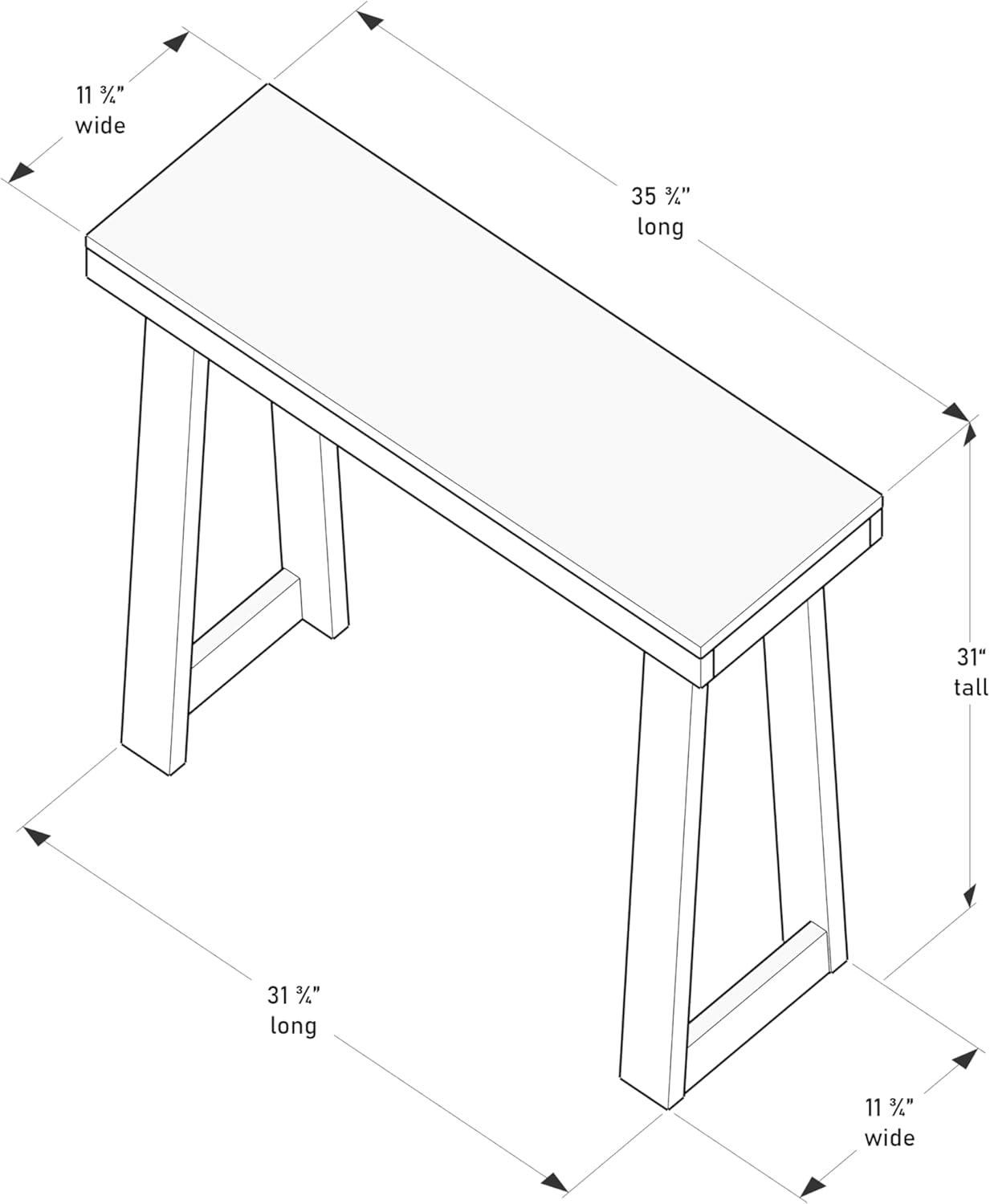 Plank+Beam Solid Wood Console Table, 36 Inch, Sofa Table, Narrow Entryway Table for Hallway, Behind The Couch, Living Room, Foyer, Easy Assembly, Black