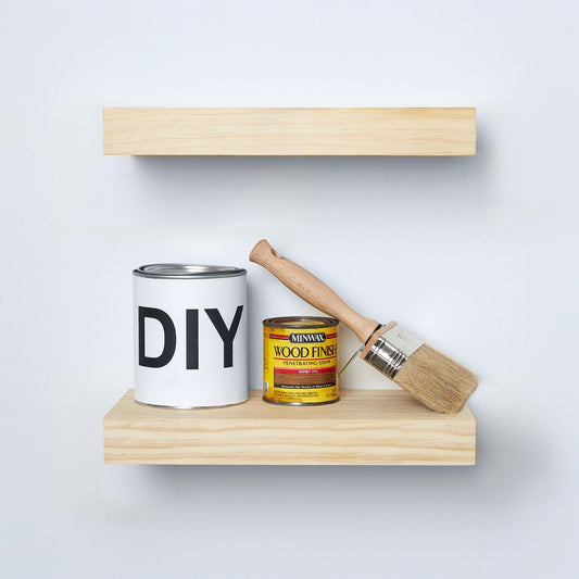 Homeforia 12 inch Natural Floating Shelf, High End Solid Real Wood 12inch Small Floating Shelves for Wall Mounted, Natural Wooden Floating Shelves, Heavy Duty Bracket, 12 X 6.5 X 1.75 in, Set of 2