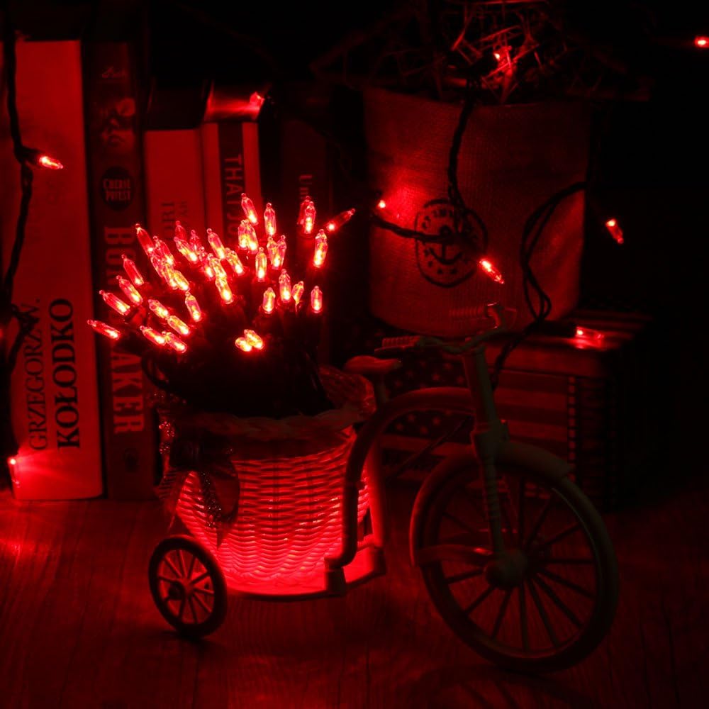 Brizled Red Christmas Lights, 33ft 100 LED Connectable Christmas String Light, 120V UL Certified LED Light String for Indoor & Outdoor, Xmas Tree, Garden, Party and Holiday Decoration