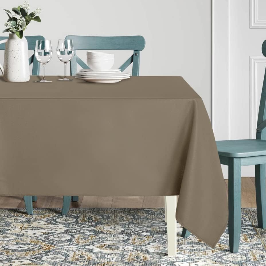 sancua Rectangle Tablecloth - 60 x 120 Inch - Stain and Wrinkle Resistant Washable Polyester Table Cloth, Decorative Fabric Table Cover for Dining Tables, Buffet Parties and Camping, Taupe