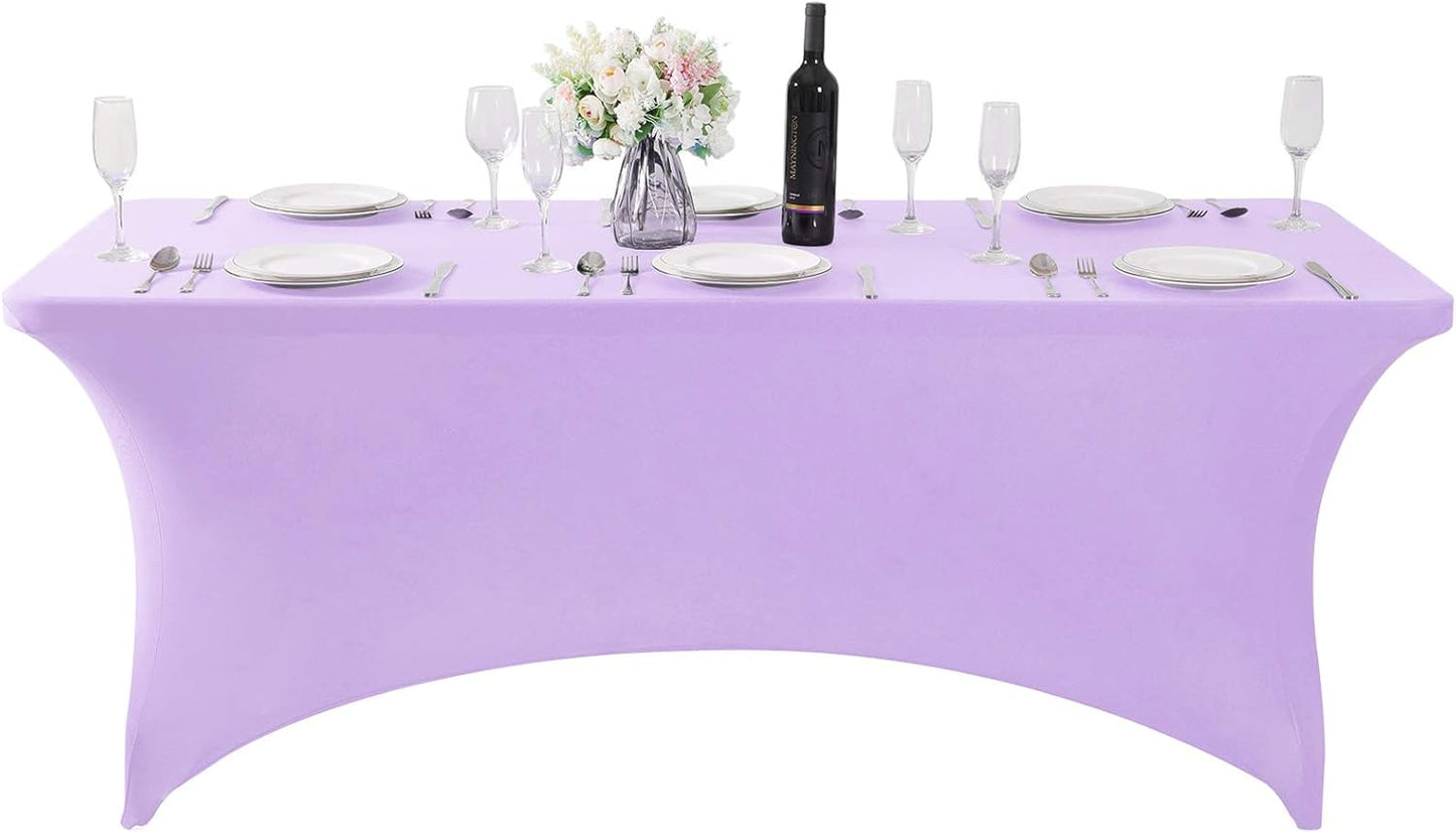 Spandex Table Cover for 6Ft or 4fT or 8ft Table Universal Fitted Stretch Tablecloth for Party, Banquet, Wedding and Events-Lavender