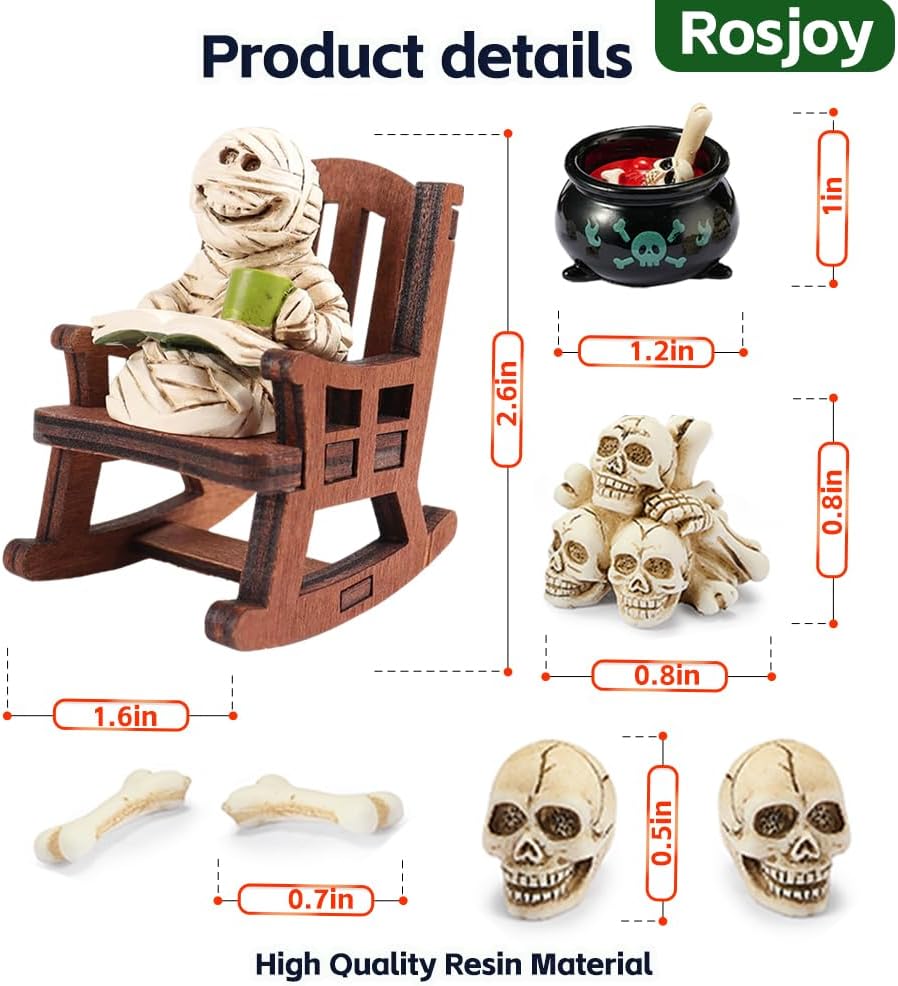 Halloween Fun Miniature Mummy Figurine,Gothic Horror Resin Mummy Decor,for Bookshelf Decor,Desk Trinkets,Collectible,Party Gifts