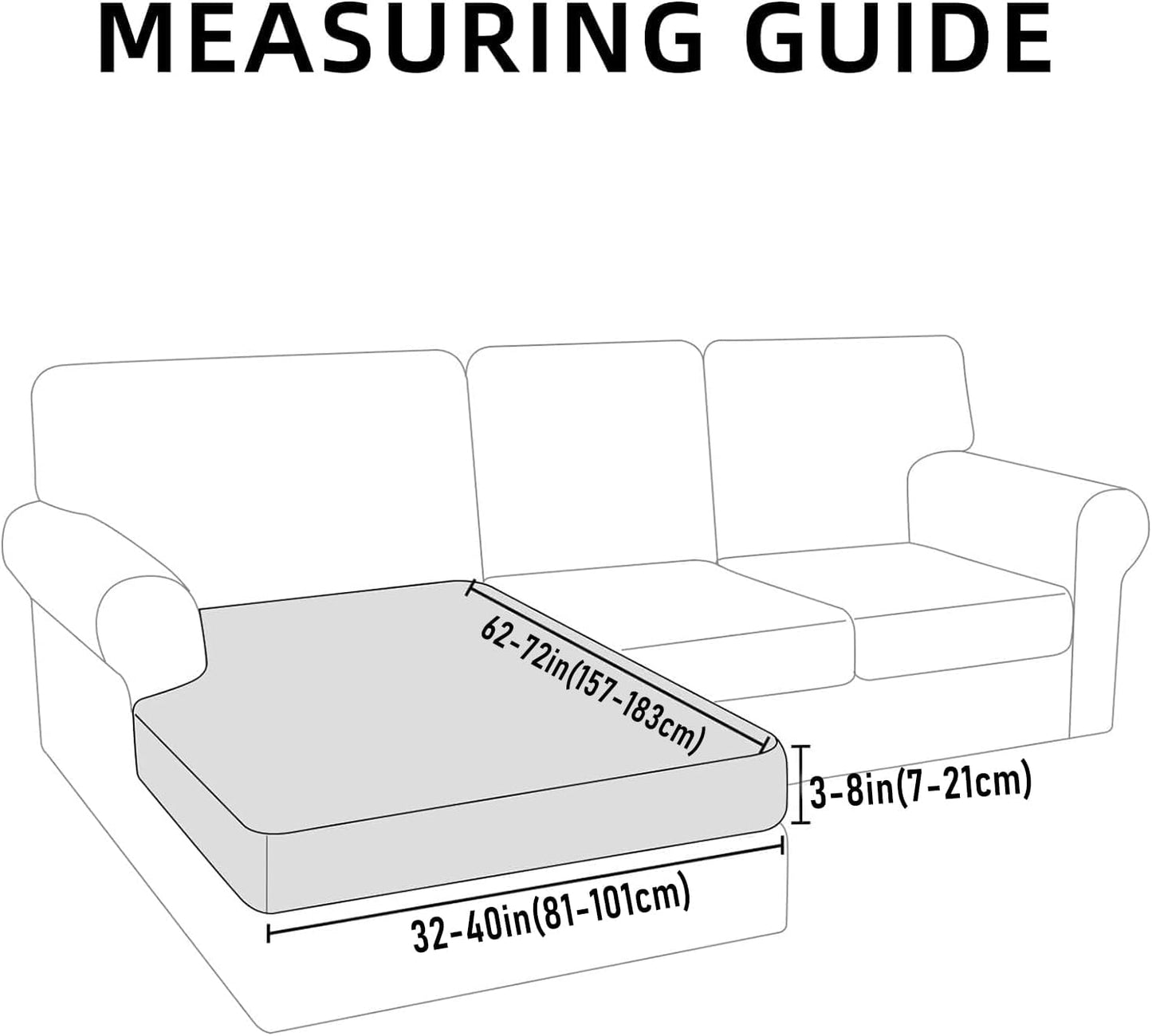 hyha Waterproof Sectional Couch Covers, Non Slip Sofa Couch Cushion Covers L Shape, Thick Stretch Jacquard Fabric, Washable Sofa Slipcovers with Elastic Bottom (1 Piece for Chaise XL, Camel)