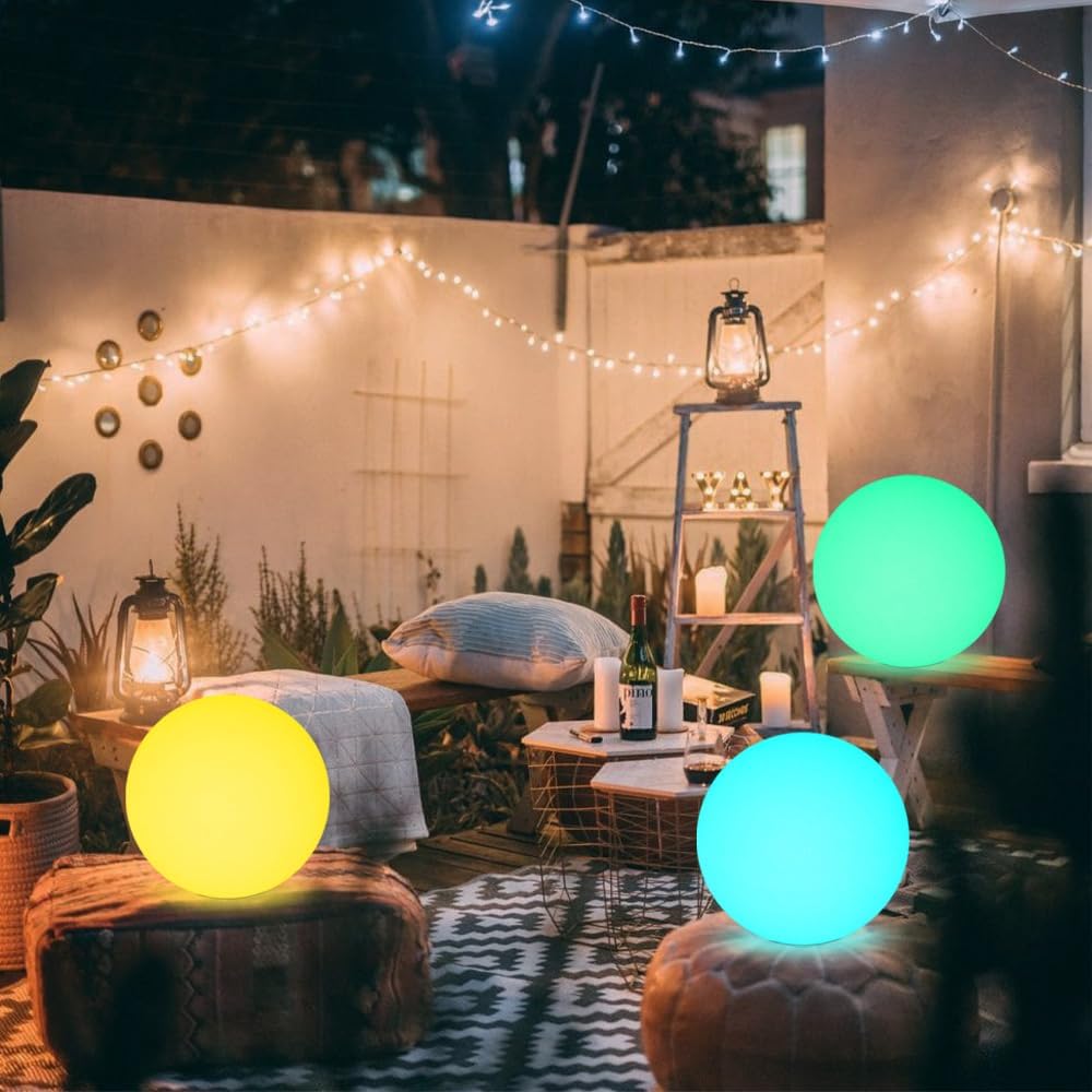 12 Inch Solar Glowing Ball Light Outdoor, Solar Garden Globe Light w/Remote, RGB Color Changing Waterproof Large LED Orb Lights, Landscape Lighting Mood Lamp w/Ground Stake for Patio Yard Lawn Path