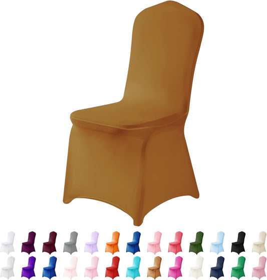 Spandex Chair Covers, 12PCS, Washable Protector for Living Room, Party, Banquet, Wedding, Hotel (Gold)