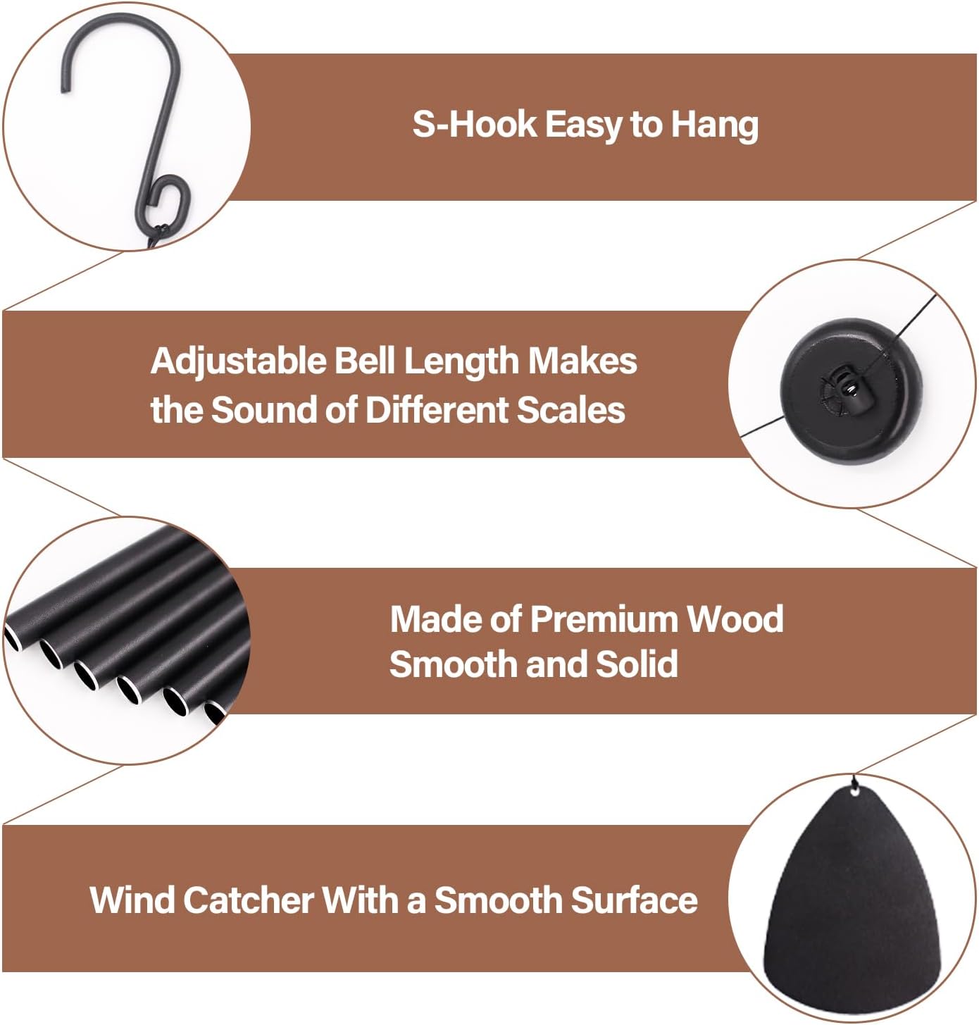 Wind Chimes for Outside, Large Aluminum Wind Chimes – Deep Tones & Soothing Melodies Ideal for Garden, Patio Decor, and Windchimes Outdoors for Loss of Loved One (32'' Black)