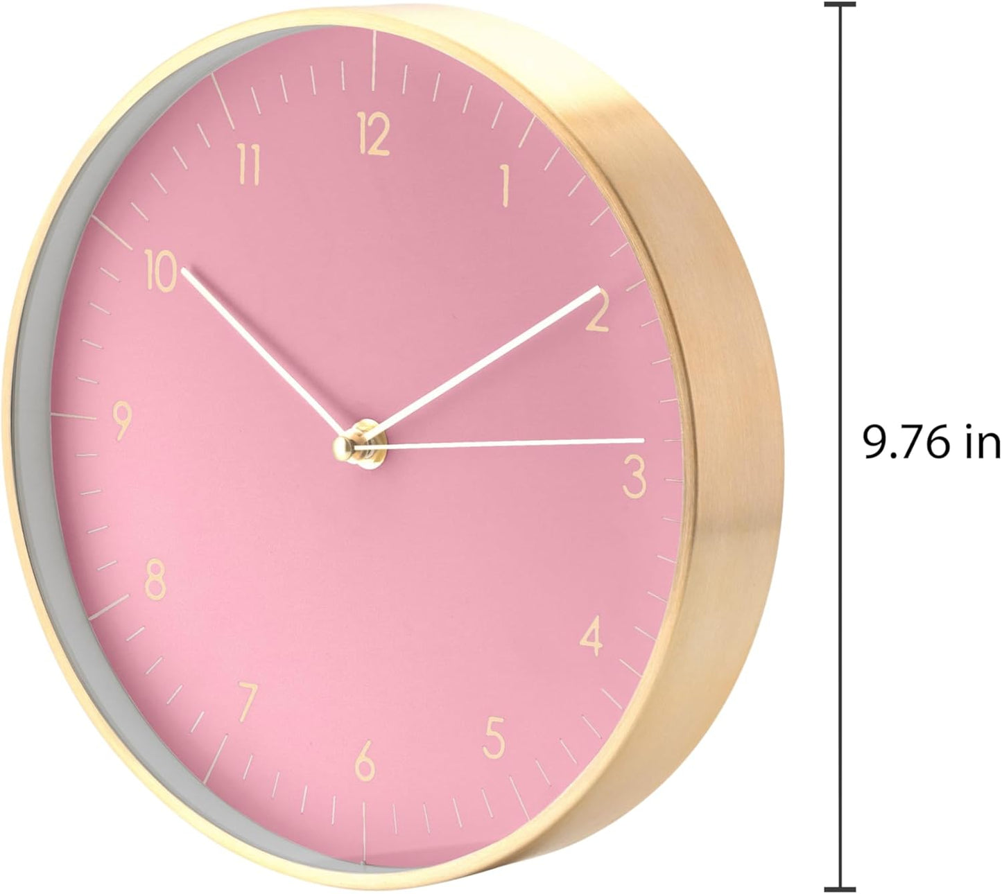 LUUK LIFESTYLE Elegant Wall Clock with Silent Movement, Modern and Minimalist Design, Gift idea for Moving-in, Decoration, in Pink and Gold