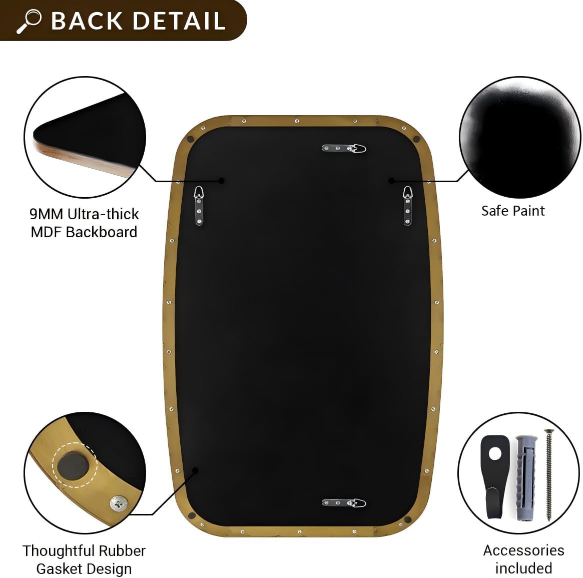 ANDY STAR Gold Mirror, 30x48’’ Brushed Gold Oval Mirror for Bathroom, Oblong Mirrors with Brass Metal Frame, Oval Vanity Mirror for Modern Farmhouse Wall Decor 1”Deep Set Design