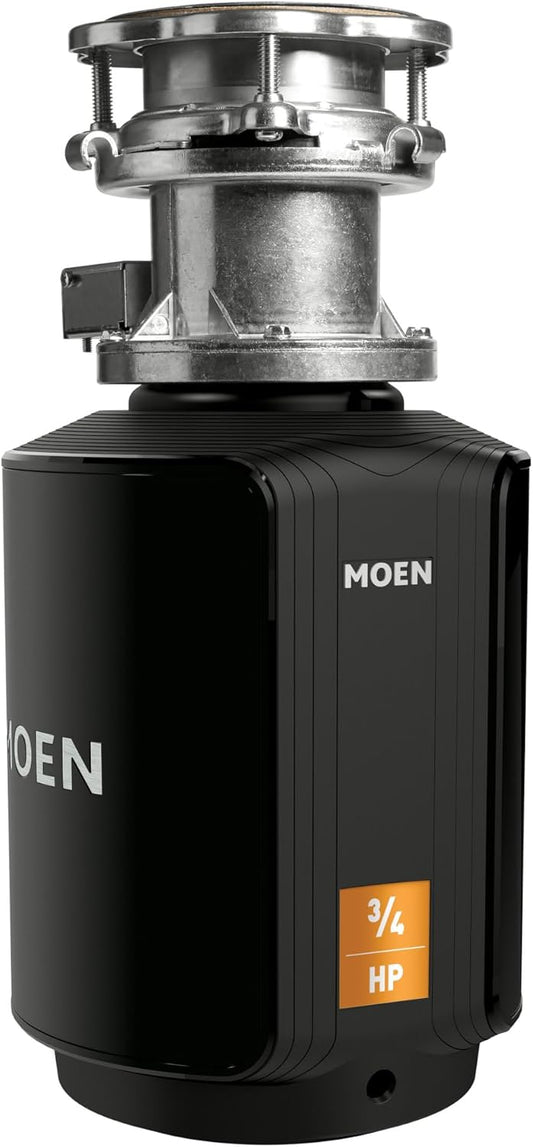 Moen Host Series Garbage Disposal for Kitchen Sink with Power Cord, Control Activation, Sound Reduction, GXB75C