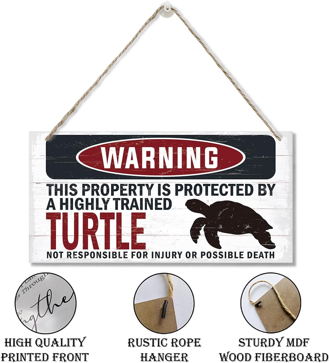 Warning Sign, Turtle Warning Wood Plaque Sign, Funny Door Signs, Decorative Wood Hanging Suspension Plaque, Farmhouse Wooden Wall Decor, Outdoor Hanging Wooden Signs
