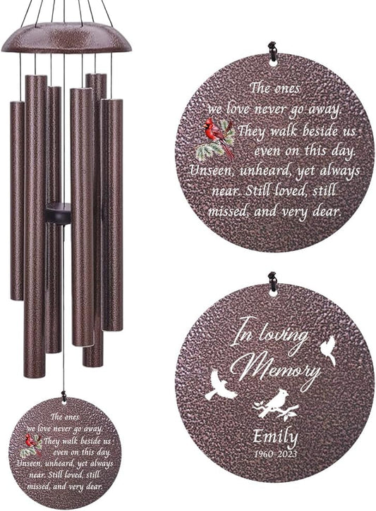Personalized Wind Chime Memorial, Cardinal Memorial Gift, Sympathy Chimes, Wind Chimes for Loss of Loved One, in Memory of a Late Friend, Bereavement/Sympathy for Remembrance