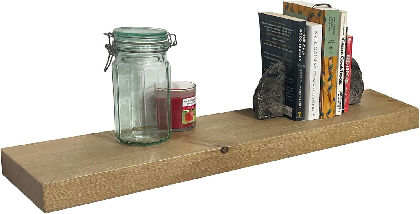 joelsantiques 36 Inch Wooden Floating Shelves for Wall - 36x6x2 in - Made of Natural Wood - Long Heavy Duty Rustic Wall Shelves for Bedroom - Perfect for Living Room, Kitchen - Natural