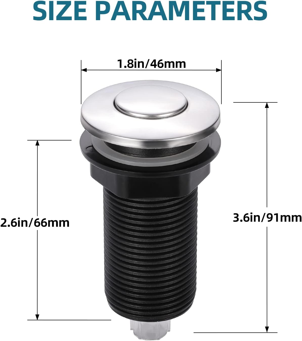 RQYEKDO Garbage Disposal Air Switch Kitchen Sink Top Long Stainless Steel Brushed Nickel Long 2.5" for Food and Waste Disposal On/Off Air Button Parts