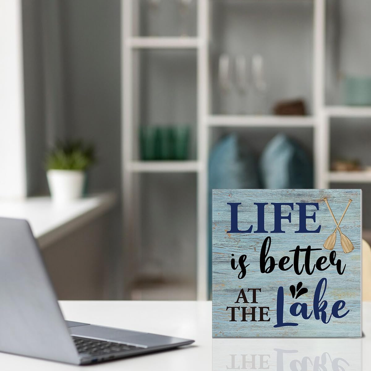 Lake House Decor Summer Lake Decorations Lake Life Wooden Sign Rustic Home Decor 5 x 5 Inches
