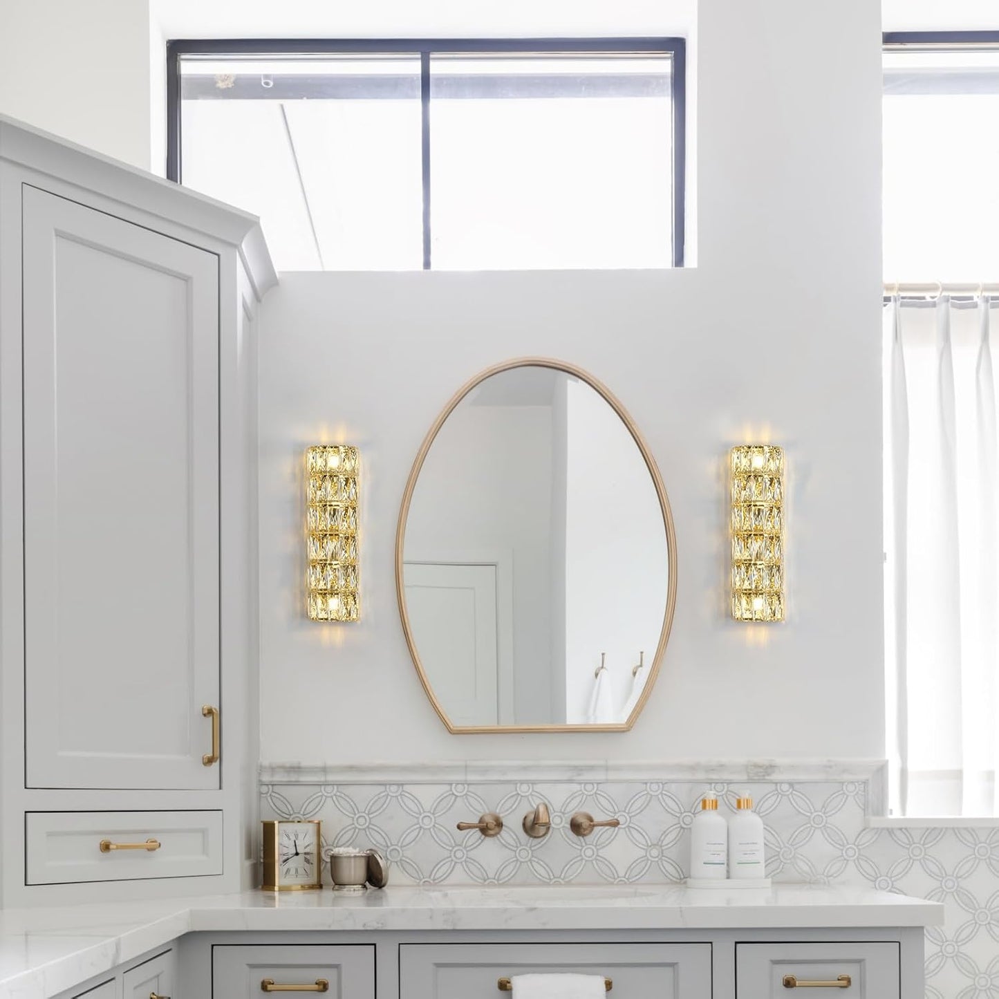 6 Layer Gold Crystal Wall Sconce, Modern Wall Lamp Light Fixture for Bathroom Vanity, Stairway, Kitchen, Living Room, Bedroom, Hallway