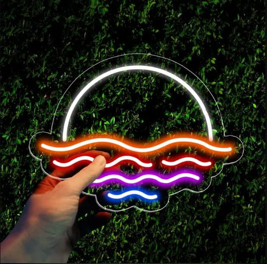 LED Decorative Lights USB Mountains Sunrise Sunset Led Neon Signs Home Decoration Wall Art Holiday Gift Brightness Adjustable 15.7''x15''