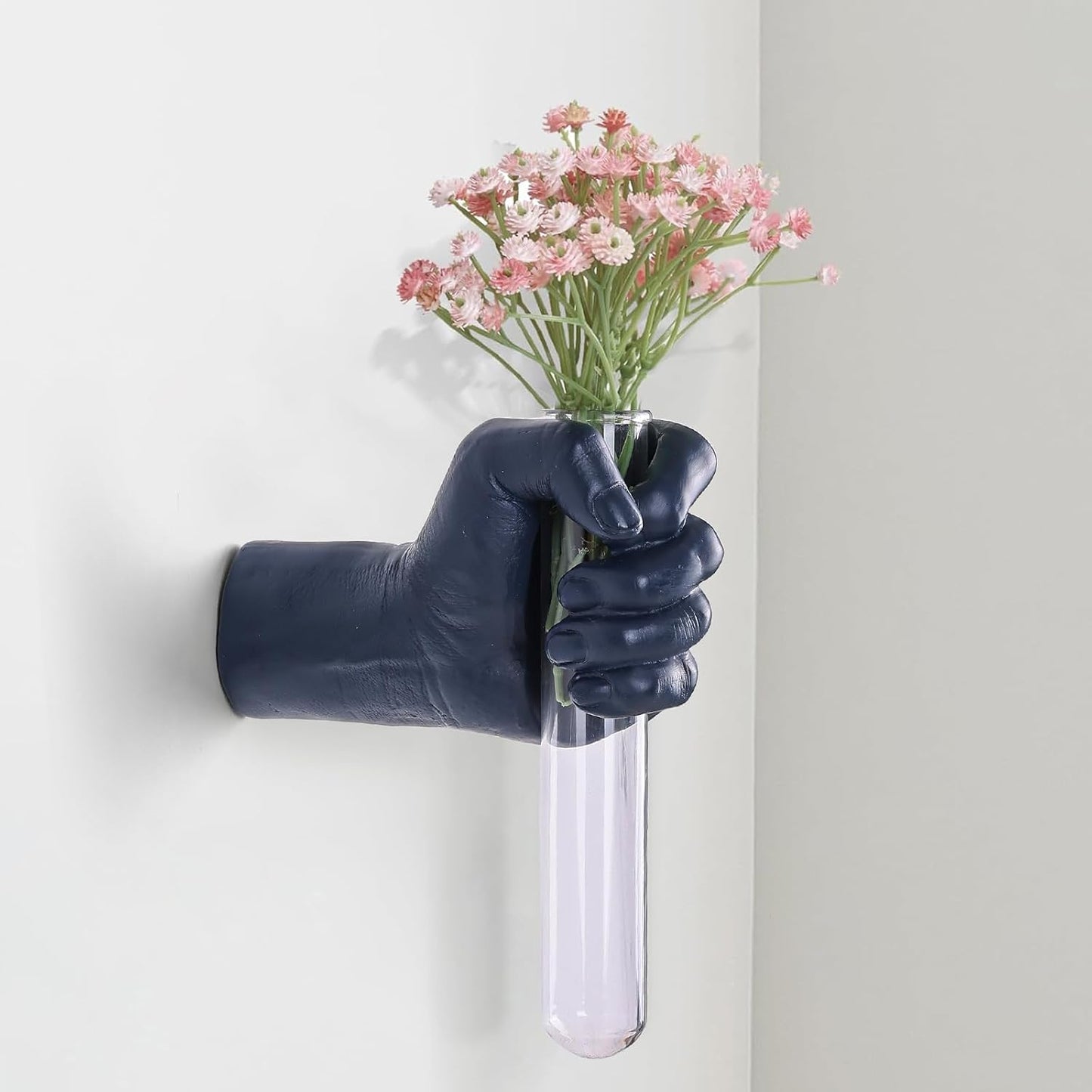 Blue Wall Sculpture,Wall Art Bedoroom,Hand Vase,Funky Flower Vase Decorations,Unique Wall Statue,Home Decor Art