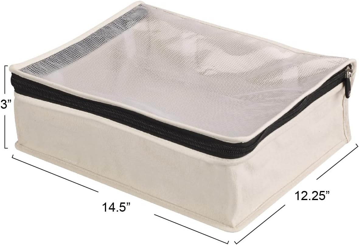 Household Essentials 3321-1 Cedarline Natural Cotton Canvas Zippered Sweater Bag | Storage Bag for Closets and Under the Bed | 2-Pack