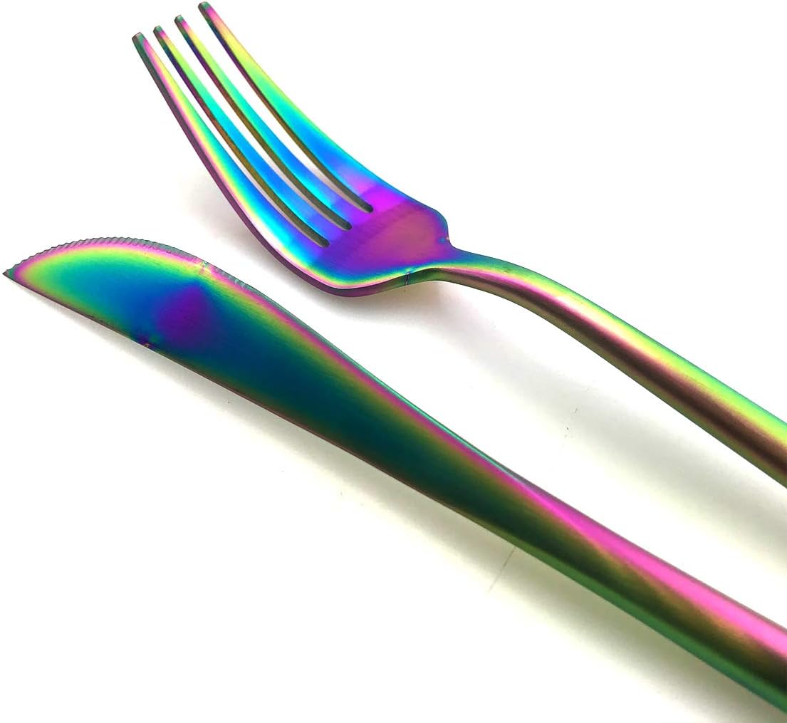 20-Pieces Luxury Rainbow 18/10 Stainless Steel Flatware Set, Matte Finish, Service for 4